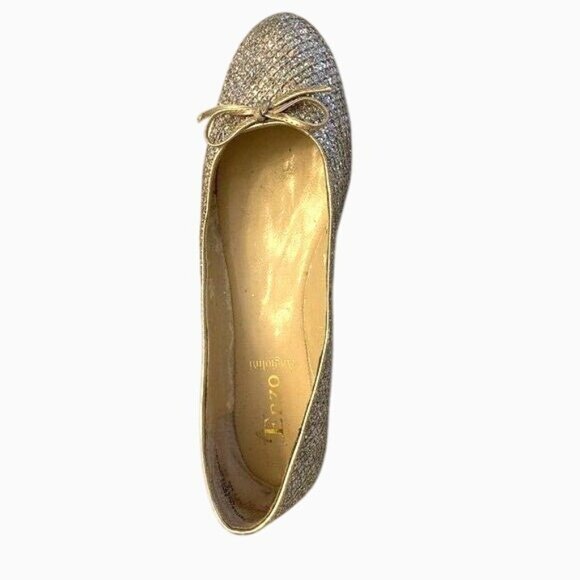 Enzo Angiolini Women 9.5M Gold & Silver Glitter Fairy Ballet Flats W/ Bow Detail - Picture 9 of 14
